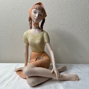 Vintage 70s Laszlo Ispanky Porcelain 8 1/4" GIRL Flower Figurine